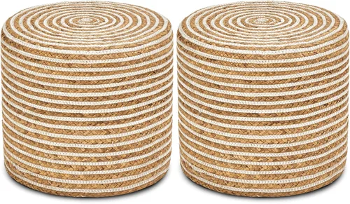 Miniatura 12 de Wimarsbon 2 puf otomanos, taburete de hierba marina natural, otomana redonda tejida a mano, asiento decorativo bohemio, puf trenzado de yute, Trenza