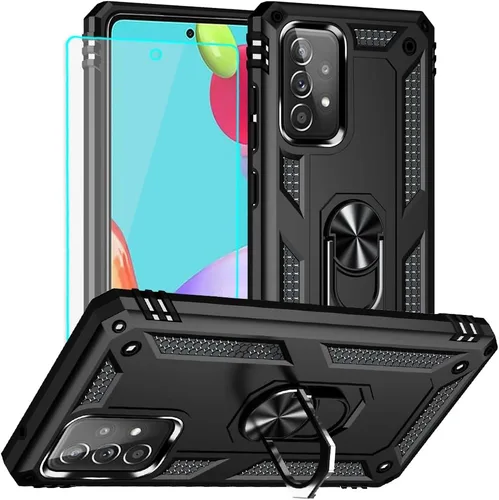 Miniatura 29 de Yiakeng Funda para Samsung A52, Galaxy A52 con protector de pantalla HD, fundas protectoras de grado militar con anillo para Samsung Galaxy A52 5G