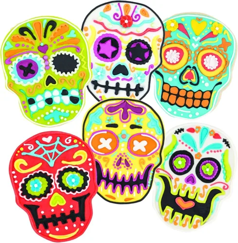 Miniatura 2 de Tovolo - Juego de 6 sellos en reverso para galletas con cortador, aptos para lavaplatos, Calavera, talla única , Blanco