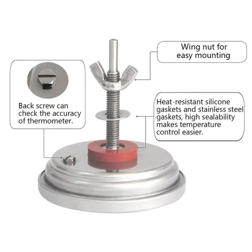 Miniatura 5 de Medidor de temperatura para parrilla de barbacoa, impermeable, cara grande para Kamado Joe, parrilla de carbón, acero inoxidable, 150-900 °F