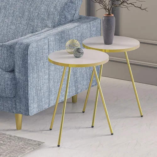 Mesa auxiliar blanca Blanco/Dorado