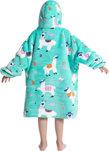 Miniatura 4 de Deserthome Manta con capucha para niños de 6 a 12 años, manta de gran tamaño con capucha de animales, súper suave, cómoda, cálida, franela de alpaca