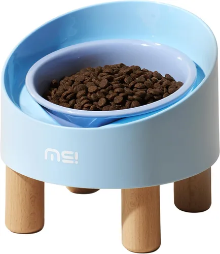 Miniatura 9 de MS!MAKE SURE Cuencos ajustables elevados para gatos, Cuencos elevados de cerámica para gatos, Tazón para mascotas con almohadilla de goma SF-Rosa