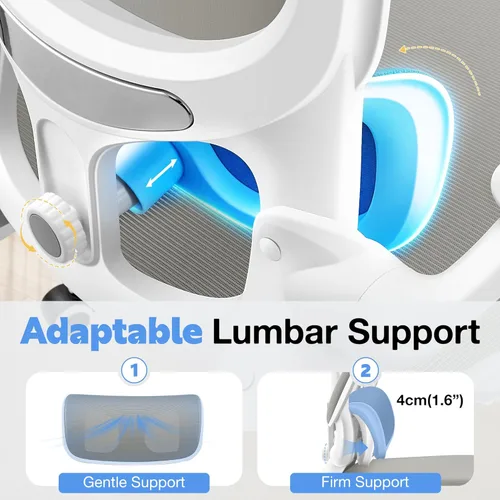 Miniatura 5 de ALLGOD Silla de oficina ergonómica, silla de escritorio ergonómica de malla transpirable con soporte lumbar ajustable, reposabrazos abatibles