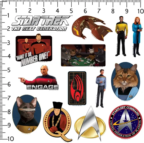 Miniatura 2 de Star Trek The Next Generation - Paquete variado de calcomanías de vinilo grandes de lujo de 100 unidades, personajes icónicos troquelados de TNG