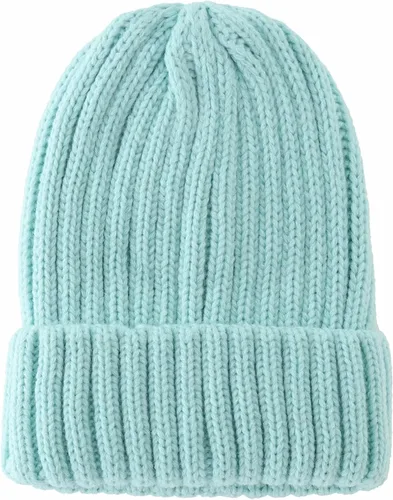 Miniatura 2 de Connectyle Gorro de punto con puños para mujer, gorro de esquí acrílico acanalado elástico para invierno