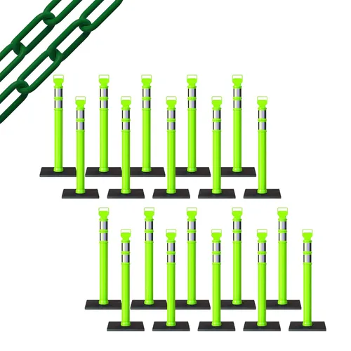 Miniatura 67 de Trafford Industrial - Juego de 20 postes de delineador de 45 pulgadas, collares reflectantes de 3 pulgadas, base de goma de 10 libras