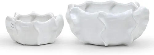 WGVI WGV - Jarrón de cerámica, 7.5 x 3.5 pulgadas de alto, 10.25 x 4.75 pulgadas de alto, maceta de corral, maceta de mantel grande blanca para