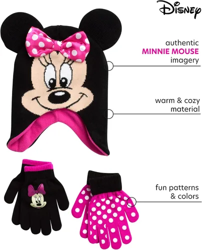 Miniatura 2 de Disney Girls Minnie Mouse and Vampirina Winter Hat and 2 Pair Mitten or Glove Set (ToddlerLittle Girl)