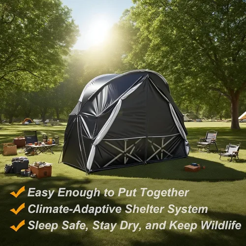 Miniatura 4 de Tienda de campaña para 1 persona con puerta de malla transpirable y ventanas de mosquitera, fácil de poner, refugio para todo tipo de clima