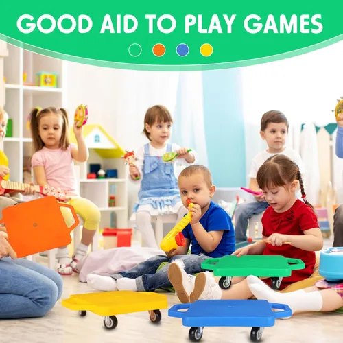 Miniatura 6 de Jerify 4 piezas de patinete deportivo con asas, ruedas de plástico, patineta para sentarse en el suelo, para niños, gimnasio, actividades en Colorido