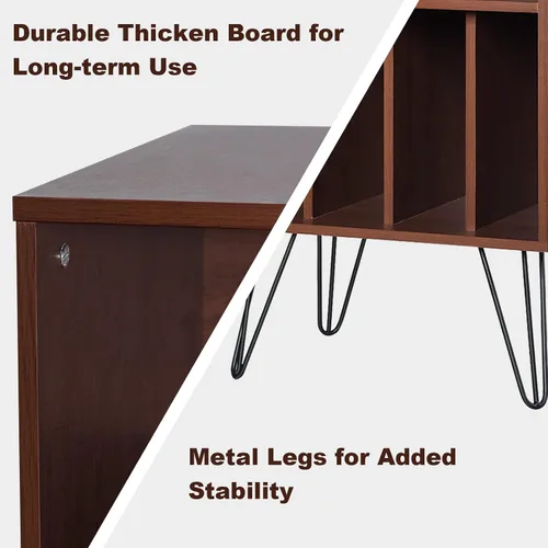 Miniatura 6 de Tangkula Record Player Stand, Turntable Stand with Metal Legs, Vinyl Record Storage Cabinet w/ 5 Open Shelves Holds up to 150 Albums for Living Room