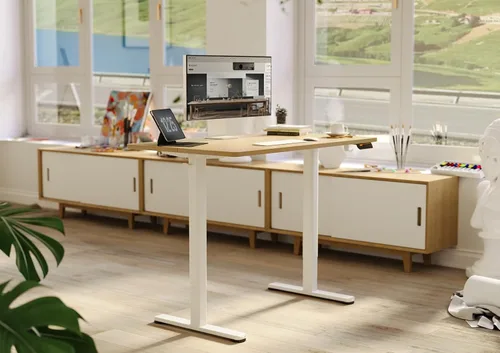 Miniatura 6 de Claiks Escritorio Eléctrico de Pie, Escritorio Ajustable de Altura para Pararse, Escritorio de Oficina en Casa de 48x24 Pulgadas con Tablero