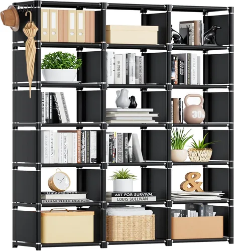 Miniatura 15 de Mavivegue Estante para Libros, Organizador de Almacenamiento de 9 Cubos, Estantería de Bricolaje, Estantería de Cubos de Metal, Estantería Alta