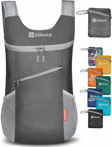 Miniatura 14 de ZOMAKE Mochila ligera y plegable, mochila pequeña para senderismo, resistente al agua, bolsa de día para viajes (azul oscuro)