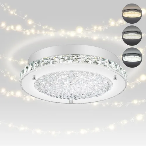 Miniatura 14 de Lámpara de techo de cristal de montaje al ras, lámpara de techo LED moderna de 8.3 pulgadas, lámparas de araña de cristal regulables