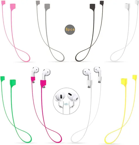 Correa magnética antipérdida para Airpods, cordón deportivo para auriculares, 8 paquetes de cuerda de silicona suave para el cuello, compatible con