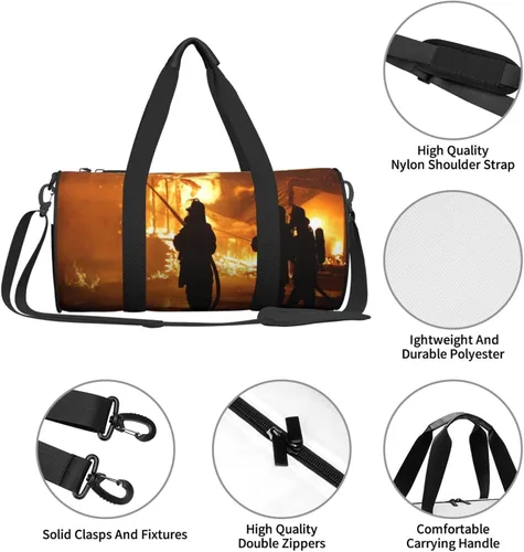 Miniatura 4 de Bolsa de viaje con cordones de fútbol americano, bolsa de viaje para el gimnasio, para hombres y mujeres, Bombero bombero llama, talla única