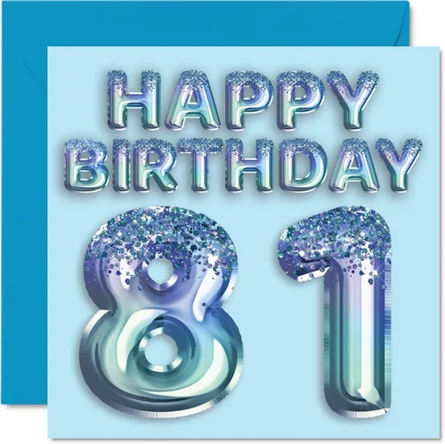 Miniatura 185 de Stuff4 Tarjeta de primer cumpleaños para niños, globo de fiesta con purpurina azul, tarjetas de feliz cumpleaños para niño de 1 año, nieto, hijo, 57