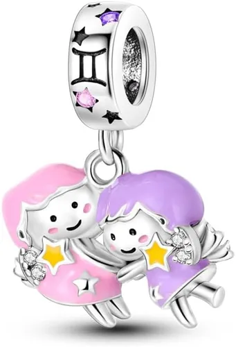 Pandach 12 Zodiac Sign Birthday Charms 925 Sterling Silver Birthstone Charms Fits Women's Charm Bracelet Necklace Bangle Gifts for Girls Friends
