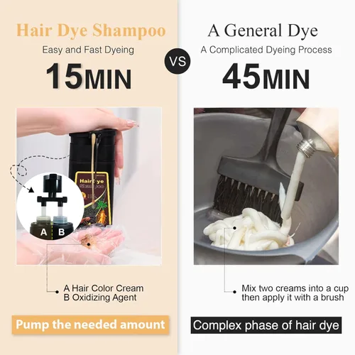 Miniatura 5 de Champú Tinte para Cabello Rojo Vino 3 en 1, Champú Tinte Instantáneo para Cabello para Mujeres, Champú Rojo Natural para Pintar el Cabello, Champú