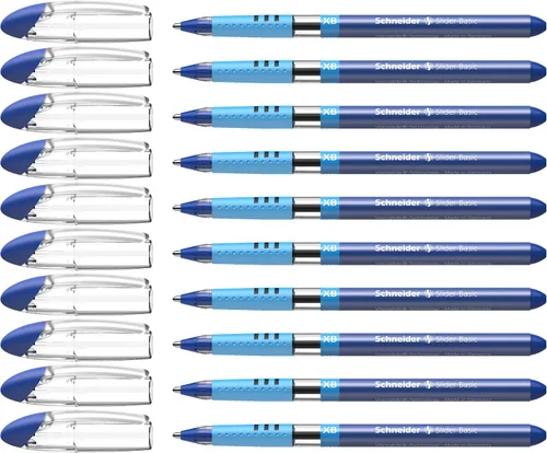 Miniatura 13 de Schneider Slider Basic XB (Extra Broad) - Bolígrafo de punta redonda, 1.4 mm, barril transparente, colores de tinta surtidos, paquete de 8