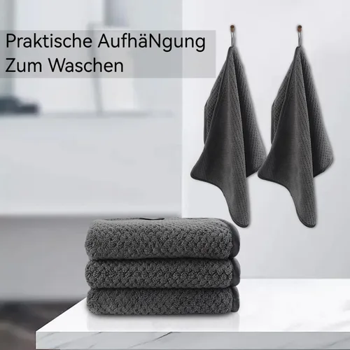 Miniatura 7 de KinHwa Toallas de mano de microfibra para baño, toallas faciales suaves y absorbentes, toallas de mano grises para baño, paños de lavado para spa
