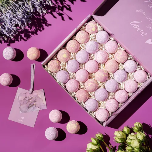 Miniatura 2 de Juego de 30 bombas de baño de lavanda para mujeres, madres, hombres, bomba de baño de burbujas naturales para spa, accesorios de ducha y baño
