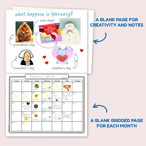 Miniatura 3 de Hygloss Productos Libros de calendario en blanco - Haz tu propio álbum de recortes - Cubiertas brillantes surtidas con páginas blancas - 12 meses