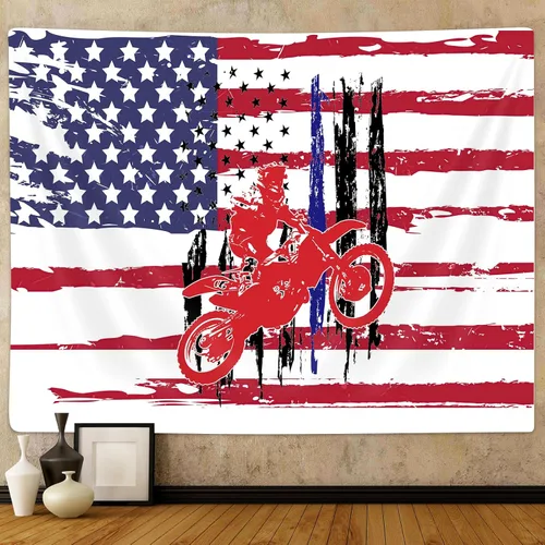 Tapiz de bandera de motocross para colgar en la pared, diseño de bandera de grunge, tapiz deportivo de pared para dormitorio, sala de estar, hogar,