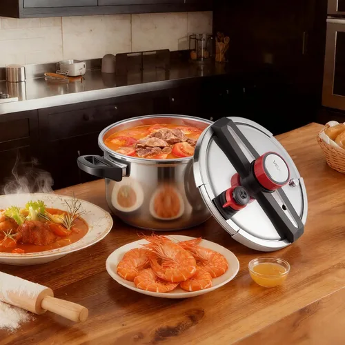 Miniatura 8 de VEVOR Olla a presión, olla a presión de 10 cuartos de galón, acero inoxidable, recipiente a presión con estante para vapor, tapa de vidrio templado