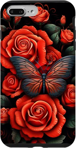 Miniatura 12 de Cute Butterfly Red Floral Flower Butterfly Rose Case for iPhone 17