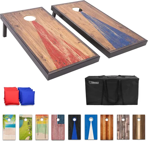 GoSports Tablas de cornhole de madera de tamaño reglamentario de 4 x 2 pies, 10 diseños de madera vintage (elige tu estilo)
