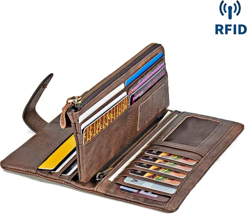 Miniatura 2 de LETEULO Cartera con cierre de bloqueo RFID para mujer, organizador vintage de carteras para frotar a mano