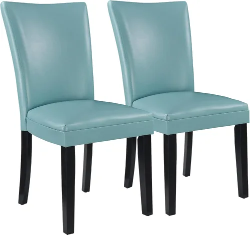 Miniatura 19 de LEEMTORIG Juego de 2 sillas de comedor de piel sintética modernas de mediados de siglo, sillas Parsons tapizadas de lujo con patas de madera maciza
