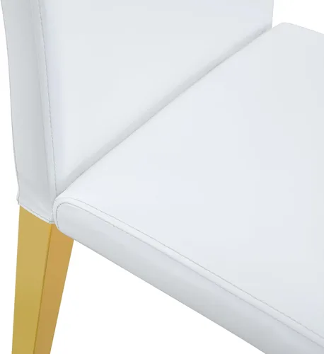 Miniatura 6 de Juego de 4 sillas de respaldo de piel sintética blanca con patas de metal plateado. La combinación perfecta, adecuada para estilos minimalistas