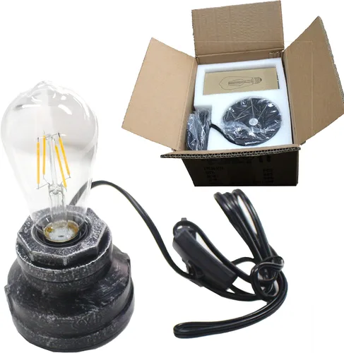 Miniatura 7 de Lámpara de mesa vintage con control táctil, bombilla LED regulable Edison de 4 W incluida, con 3 niveles de brillo, luz nocturna industrial