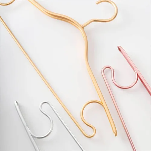 Miniatura 6 de 5pcs Metal Clothing Hanger Aluminum Alloy Thicken Winter Coat Hanging Rack Space Saver Storage Clothes Hangers(Champagne)