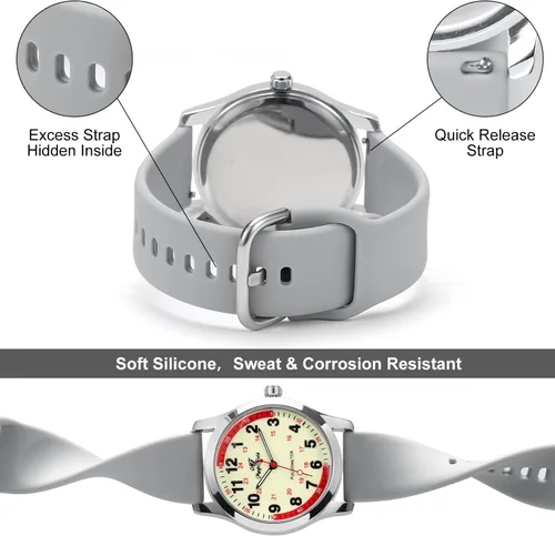 Miniatura 6 de SIBOSUN Nurse Watch Wrist Watch Easy to Read Watches for Medical Students, Nurse, Doctors, Quartz Analog Second Hand Luminous Waterproof Silicone