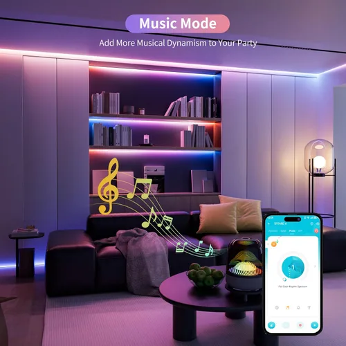 Miniatura 6 de PAUTIX Tira de luces LED RGB Smart IC COB, 6.56 pies/6.6 ft direccionable con certificación UL de 24 V, cinta flexible de color multicolor, funciona