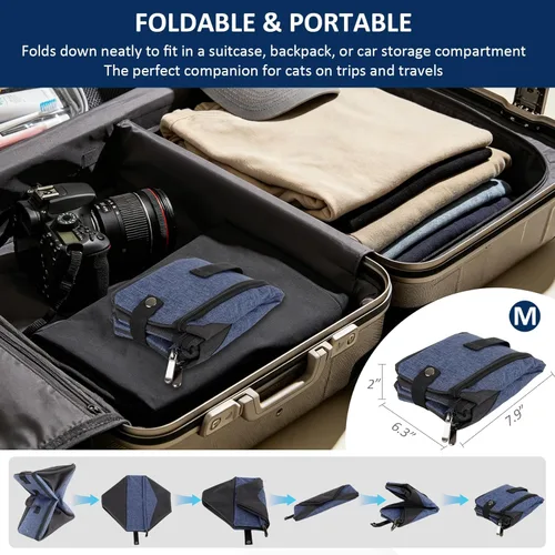 Miniatura 6 de HiCaptain Caja de arena portátil de viaje, caja de arena plegable para gatos con tapa y asa, transportador de arena plegable ligero estándar