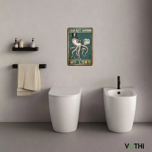 Miniatura 5 de Decoración Divertida Inspirada en el Mar, «Your Butt Napkins My Lord» Cartel de Metal Retro; Decoración Náutica para Baño, Inodoro, Baño, Arte