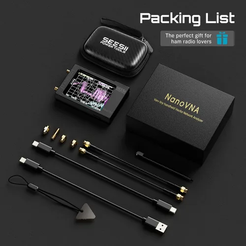 Miniatura 9 de SEESII Analizador de red vectorial y antena NanoVNA-H 10KHz-1.5GHz con estuche protector EVA de 2.8", impermeable y resistente a golpes, mide