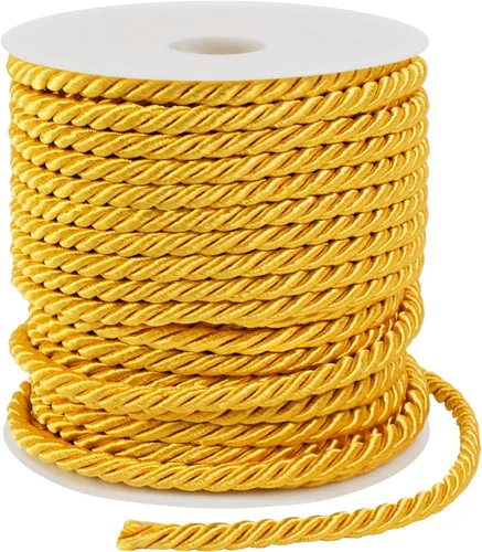Miniatura 22 de Cuerda de seda trenzada de 27 yardas, cuerda decorativa gruesa de satén negro de 0.118 pulgadas, cordón para manualidades, amarre de cortina