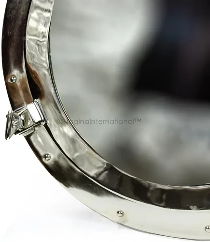 Miniatura 5 de Nagina International Espejo grande y hermoso de metal plateado Espejo colgante de pared de aluminio de níquel Decoración antigua de pirata