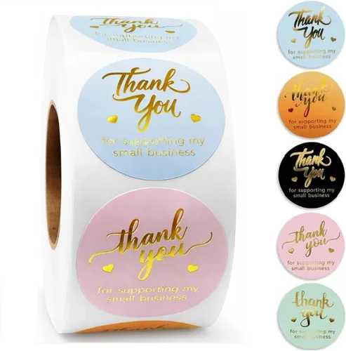 800 calcomanías de agradecimiento – Etiquetas redondas de 1.5 pulgadas (5 diseños, multicolor) para pequeñas empresas, embalaje, sobres, bolsas de