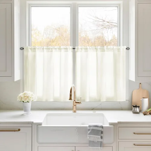 Miniatura 52 de HOMEIDEAS Cortinas Transparentes de Privacidad Blancas No Transparentes, 52 X 45 Pulgadas de Largo 2 Paneles Cortinas Transparentes Filtradoras