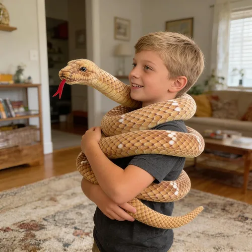Miniatura 2 de Mukouxun Serpiente de peluche gigante de 112 pulgadas, serpiente de peluche para niños, juguetes de broma de animales de peluche, anaconda gigante