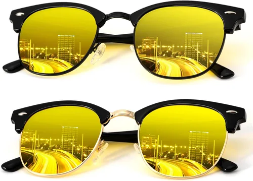 Miniatura 26 de KALIYADI - Gafas de sol polarizadas para hombres y mujeres unisex, marco semirretráctil, estilo retro, para conducir, con bloqueo UV