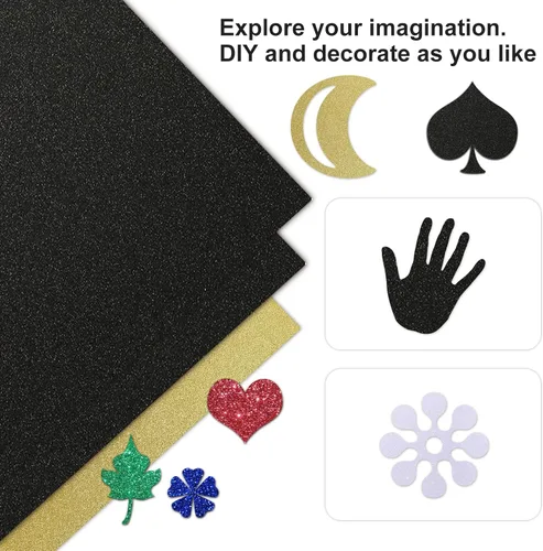 Miniatura 5 de Rramorrra - Papel de cartulina negra con purpurina de 12 x 12 pulgadas, 15 hojas de 12.35 oz/m²/130 libras, papel de construcción negro brillante